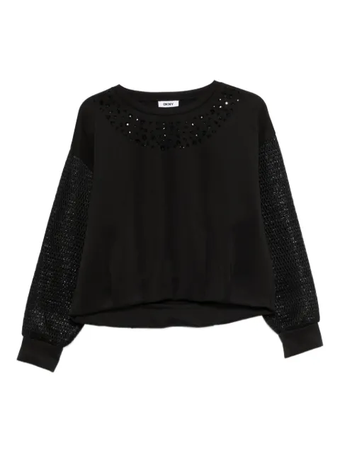 DKNY embellished mesh-sleeve sweatshirt Black P5HHSCTM