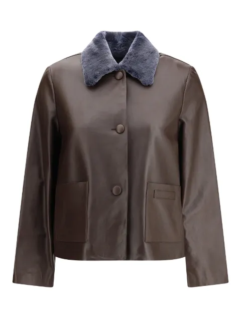 Marni shearling-collar jacket Brown GIMX0314QUULA736