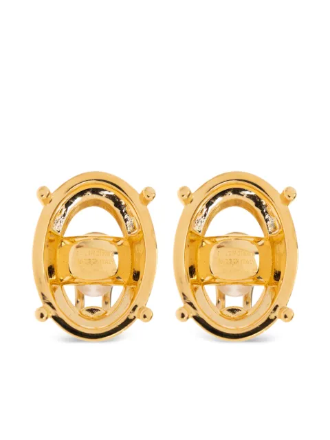 Balenciaga logo-engraved oval earrings Gold 848394TZRAG