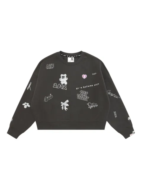 A BATHING APE® appliqué graphic sweater Grey ASWD326XXP