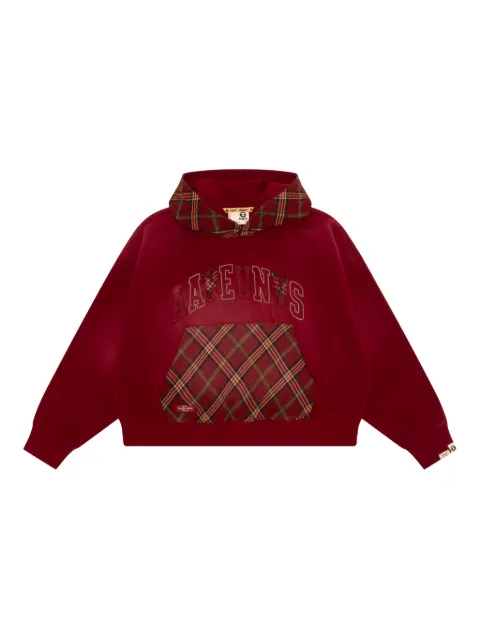 A BATHING APE® tartan appliqué hoodie Red ASWD330XAP