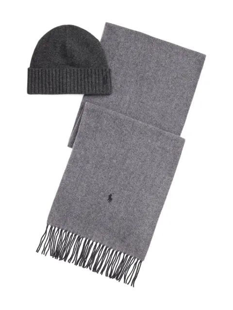 Polo Ralph Lauren Beanie & Windowpane scarf set Grey 449959529003