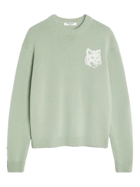 Maison Kitsuné fox-head crew-neck sweater Green PM00816KM0329