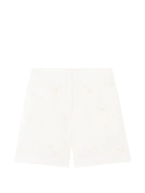 Claudie Pierlot embroidered cotton ramie shorts White CFPSH00310