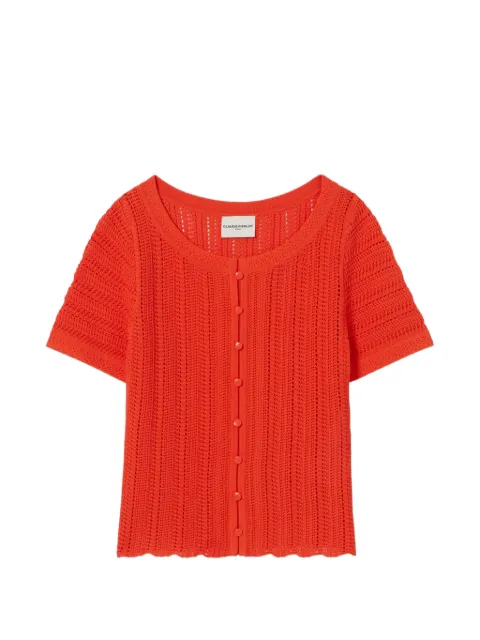 Claudie Pierlot short-sleeved crochet top Orange CFPPU01298