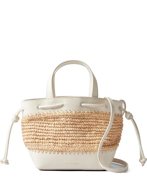 Claudie Pierlot Alban mini raffia and leather basket bag Neutrals CFASA00813