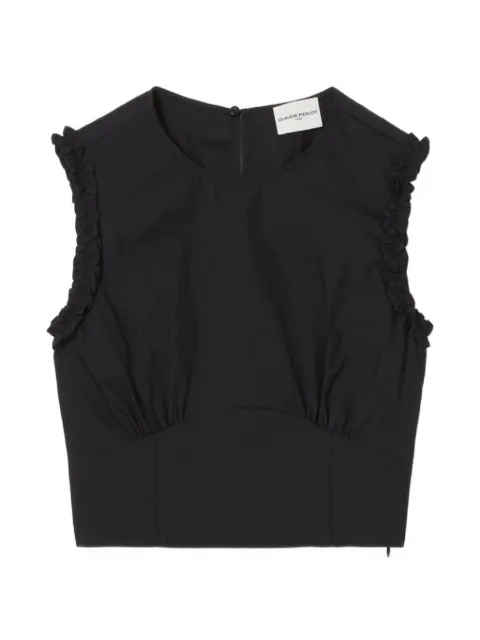 Claudie Pierlot ruffled cropped blouse Blue CFPTO01087