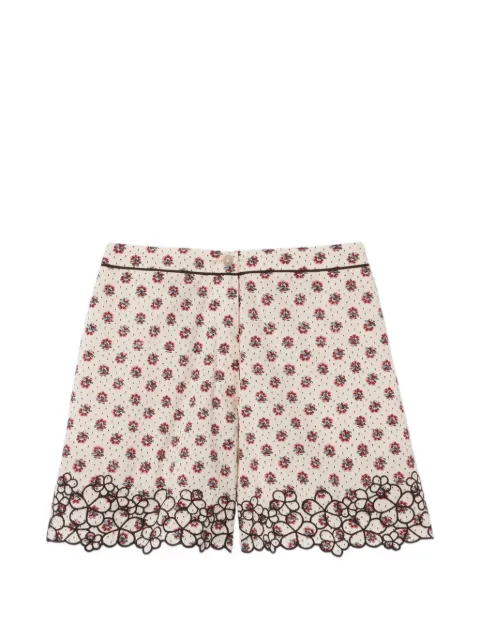 Claudie Pierlot floral-print embroidered shorts Neutrals CFPSH00318