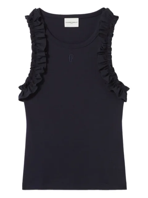 Claudie Pierlot embroidered cotton T-shirt Blue CFPTS01071