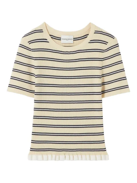 Claudie Pierlot striped ruffle top Neutrals CFPTO01086