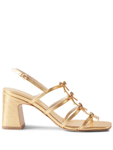 Claudie Pierlot bow-embellished metallic-leather sandals Gold CFACH00697