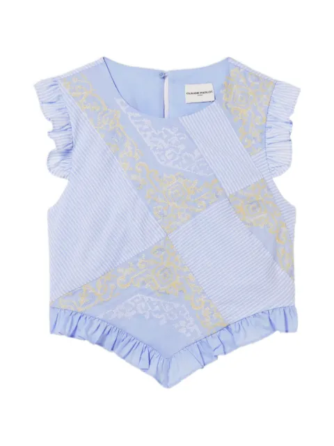 Claudie Pierlot printed ruffled top Blue CFPTO01119