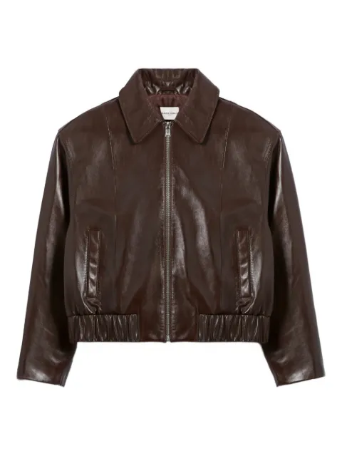 Claudie Pierlot casual shiny leather jacket Brown CFPBL00345