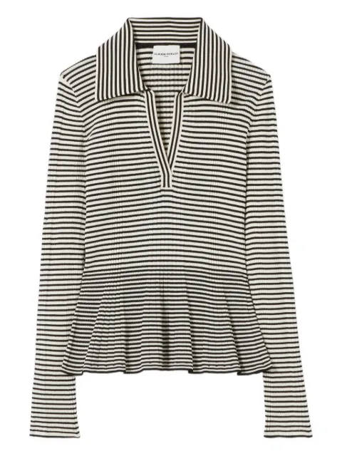 Claudie Pierlot striped long-sleeved top White CFPTO01083