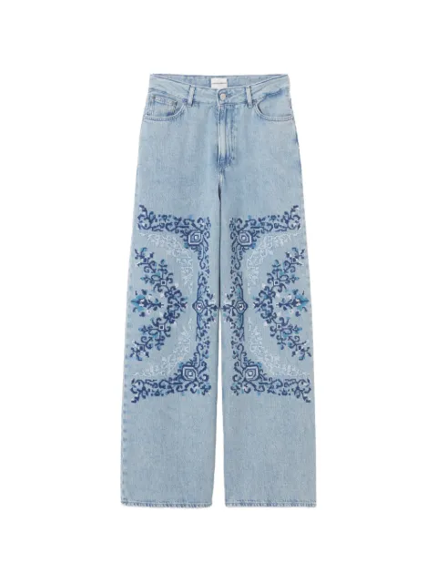 Claudie Pierlot embroidered wide-leg jeans Blue CFPJE00367