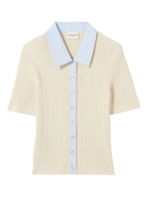 Claudie Pierlot striped bi-material cardigan Neutrals CFPCA00735
