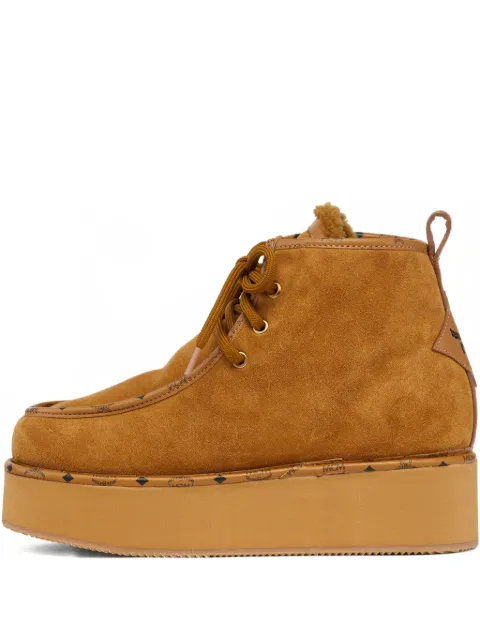 MCM suede platform ankle boots Brown MESGSMM01CO