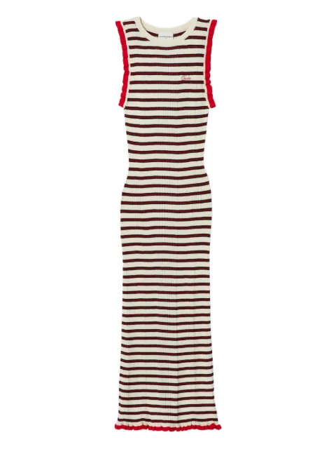 Claudie Pierlot striped ruffled knit dress Neutrals CFPRO02863