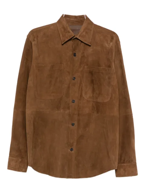 FURSAC button-front suede overshirt Brown FHPCH00331