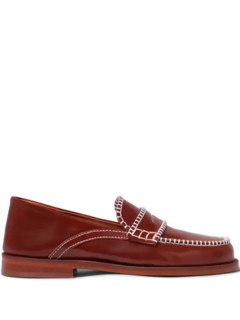 Claudie Pierlot smooth leather loafer & stitches Brown CFACH00673