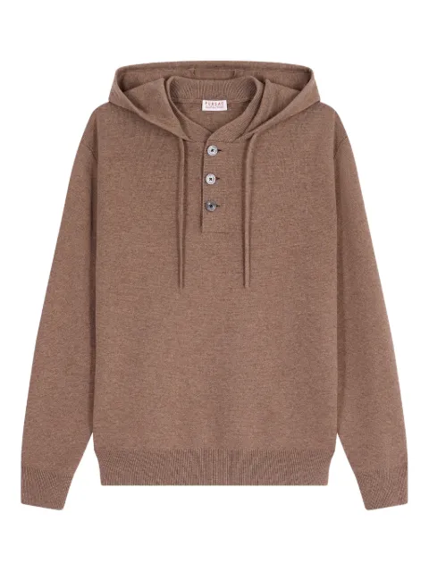FURSAC button-placket knitted hoodie Brown FHPPU00087