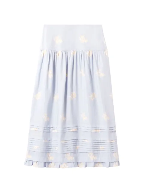 Claudie Pierlot floral-print pleated A-line midi skirt Blue CFPJU00851