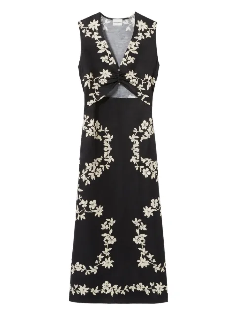 Claudie Pierlot cutout floral-print midi dress Black CFPRO02831