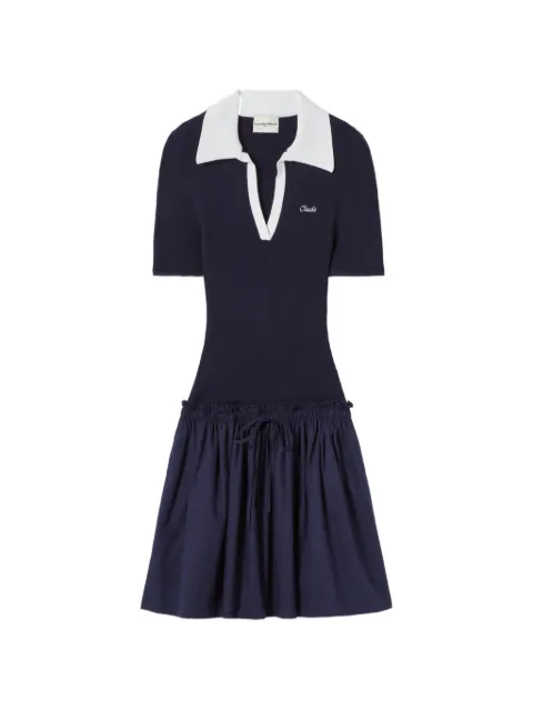 Claudie Pierlot bi-material knit dress Blue CFPRO02965