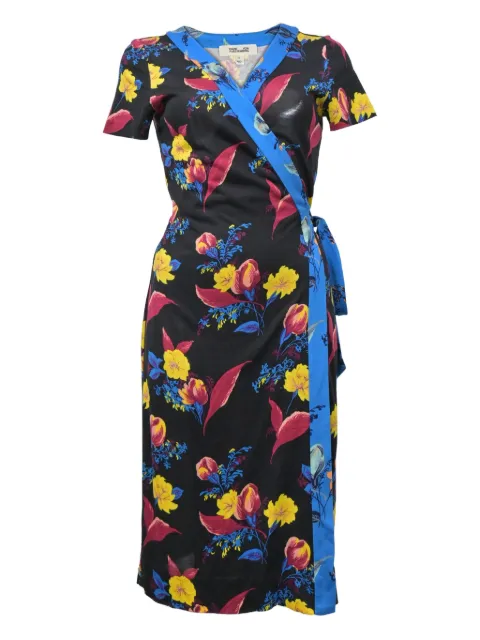 Dvf Vintage floral-print wrap dress Black TONPUHKCL372527W