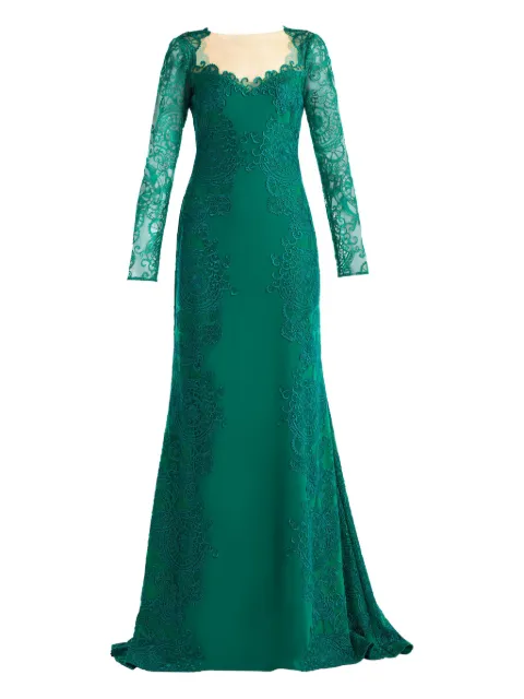 Tadashi Shoji lace long-sleeved maxi dress Green CIT25658LEMERA