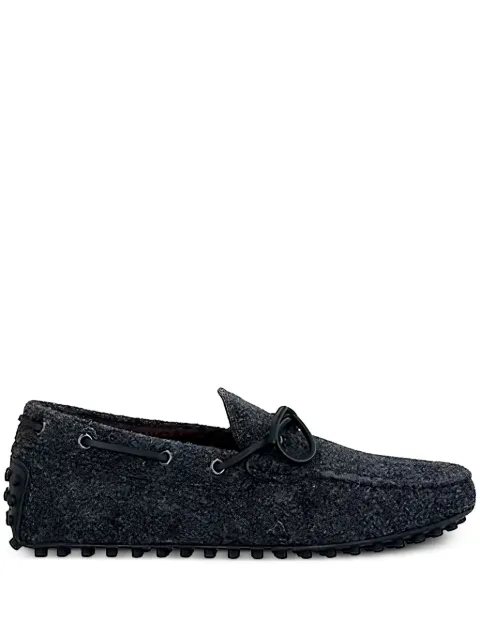Tod's tie-fastening felted boat shoes Grey XXM64C0FD50QVU0388