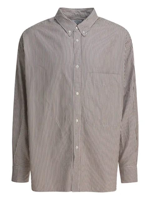 BEAMS PLUS Lisa striped chest-pocket shirt Brown 3811168213990