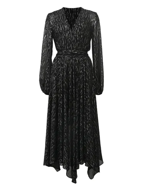 Maje Route gathered long-sleeve midi dress Black TONPUHKCL428850W