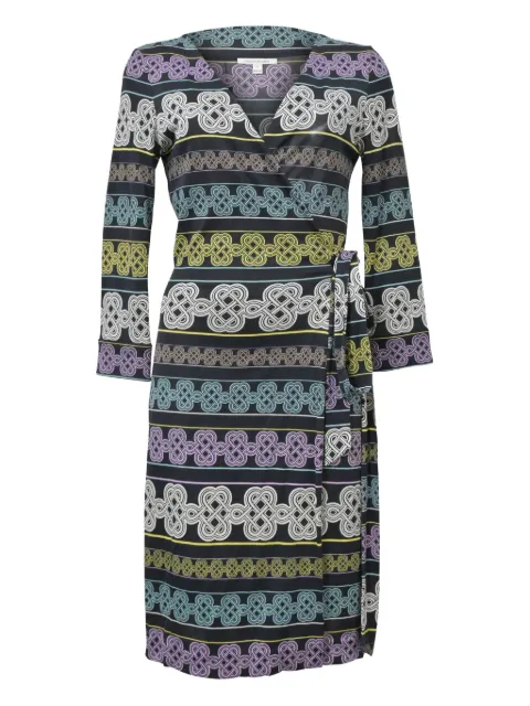 Dvf Vintage knot-print wrap dress Black TONPUHKCL372528W