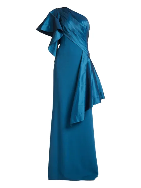 Tadashi Shoji asymmetric-neck ruffled maxi dress Blue BOS25230LCERLN
