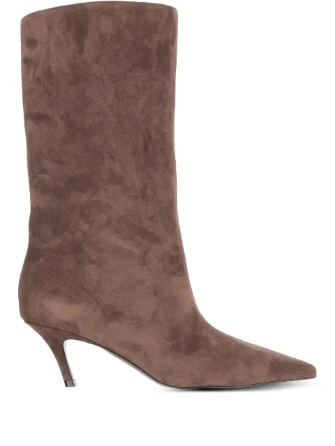 Amina Muaddi 60mm Fiona tapered-toe slip-on boots Brown FIONABOOT