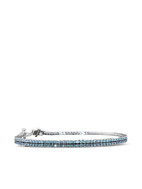 Jewels Aficionado 14K white gold lab-grown blue diamond tennis bracelet Silver BC1785