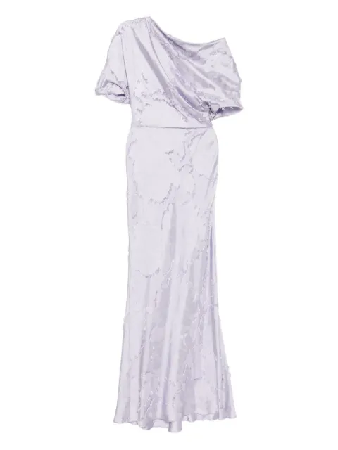 Amsale floral-jacquard dress Purple P916