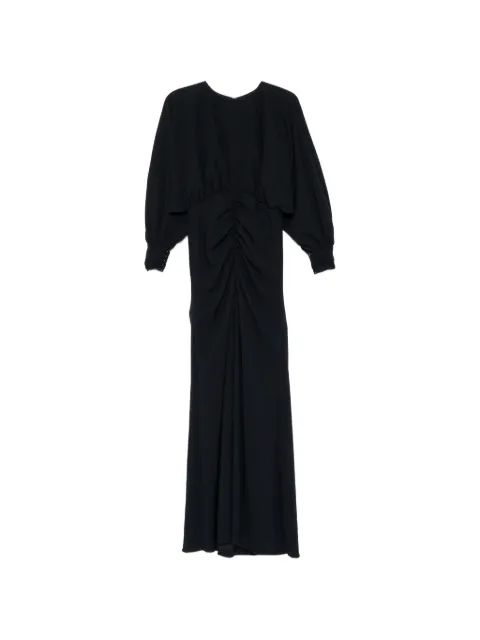 Amsale pebble crepe gathered maxi dress Blue P922PT