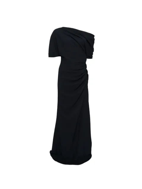 Amsale pebble crepe slouch maxi dress Blue P925PT