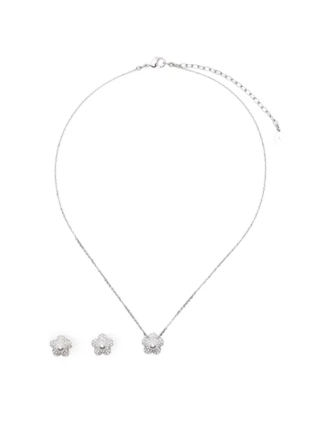 Swarovski crystal flower jewellery set Silver 5749180