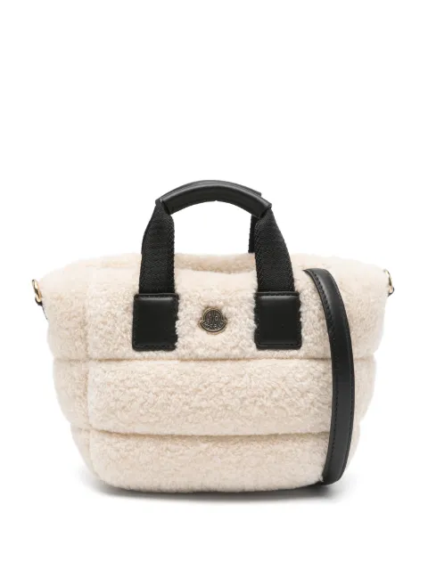 Moncler micro Caradoc Teddy tote bag White L109B5L00004M9570