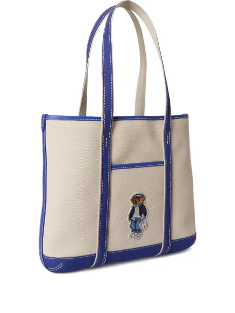 Polo Ralph Lauren Polo Bear embroidered-patch canvas tote bag Neutrals 428P05484001