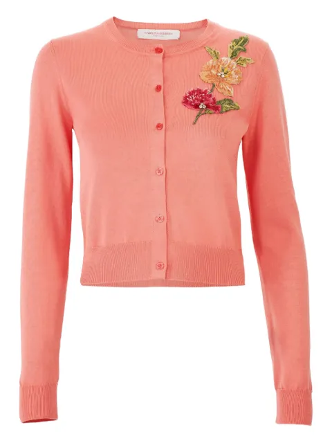 Carolina Herrera floral-embroidered cardigan Pink R2612E104KSC