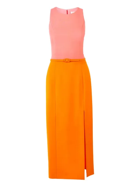 Carolina Herrera Colorblocked midi dress with belt Orange R2611N547BWT