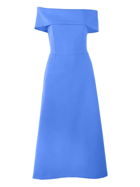Carolina Herrera off-shoulder A-line midi dress Blue R2611N559BWT