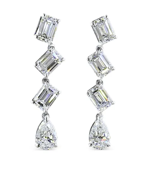 Jewels Aficionado 14K white gold drop diamond earrings Silver ER9148