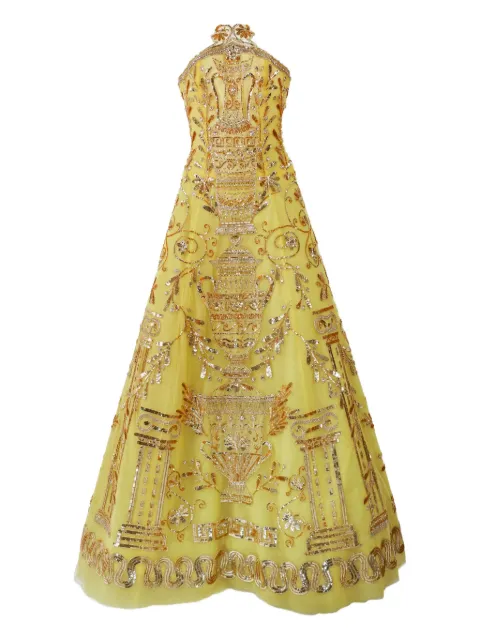 Carolina Herrera embroidered tulle strapless ball gown Yellow R2611E706NTU