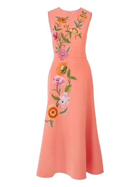 Carolina Herrera floral-embroidered midi dress Pink R2611E569SFR