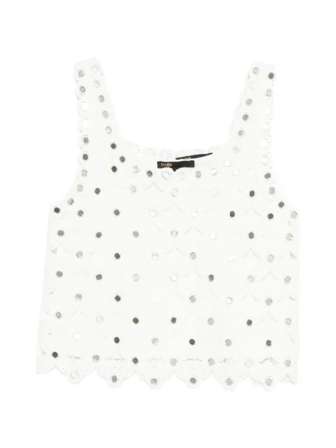 Maje mirrored crochet top White MFPTO01313